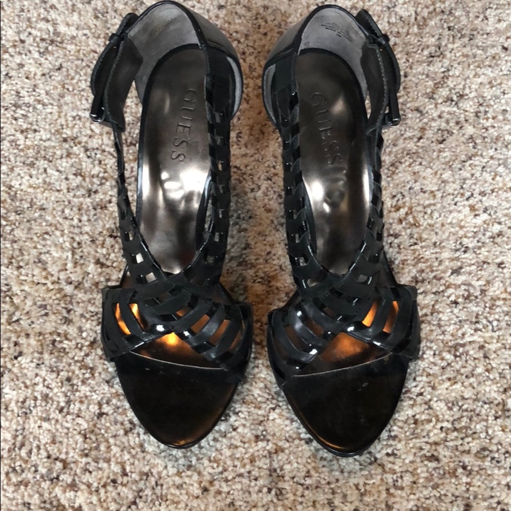 Guess black strappy heel